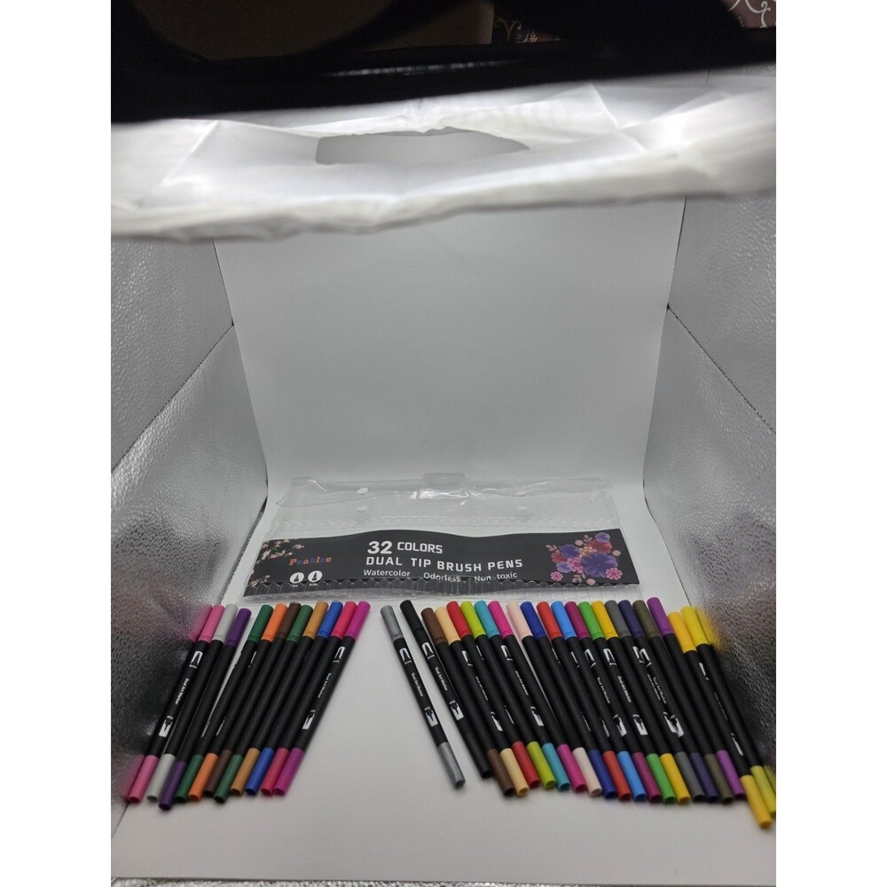 Dual Brush Markers for Adult Coloring Books, 32 Colored Fine Point Marker Pen